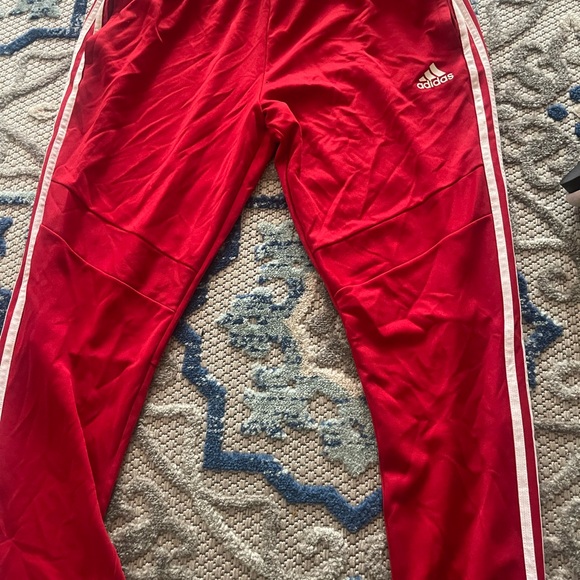 Adidas Scarlet Joggers with Ivory Stripes - Picture 2 of 3